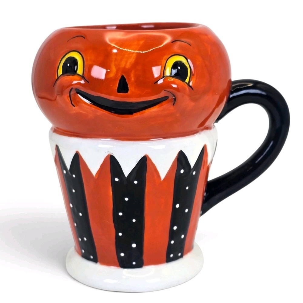 Johanna Parker Carnival Cottage Pumpkin Mug Halloween Magenta 187